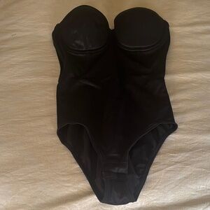 Flexees Black One-Piece Bodysuit with Built-In Cups